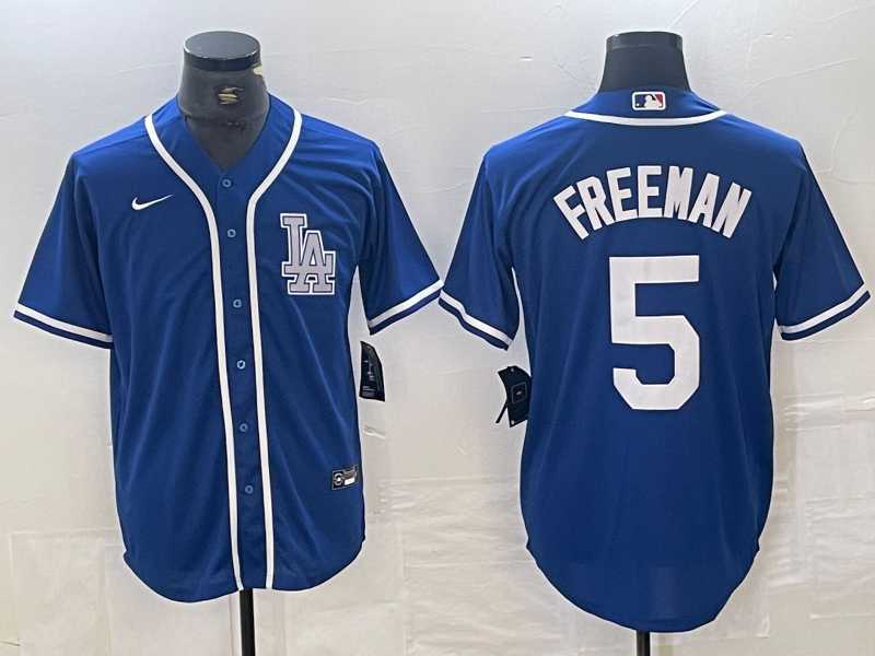 Men%27s Los Angeles Dodgers #5 Freddie Freeman Blue Cool Base Stitched Baseball Jersey->los angeles dodgers->MLB Jersey